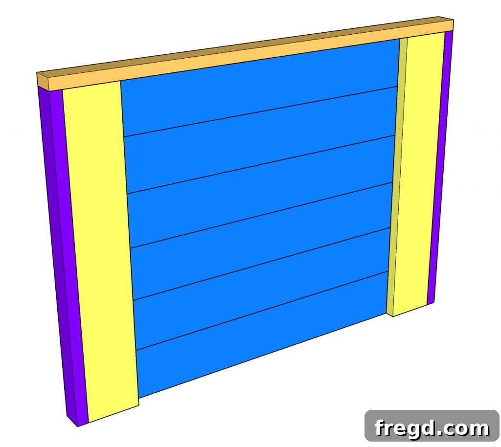 Attaching horizontal slats to the headboard sides of the dog bed
