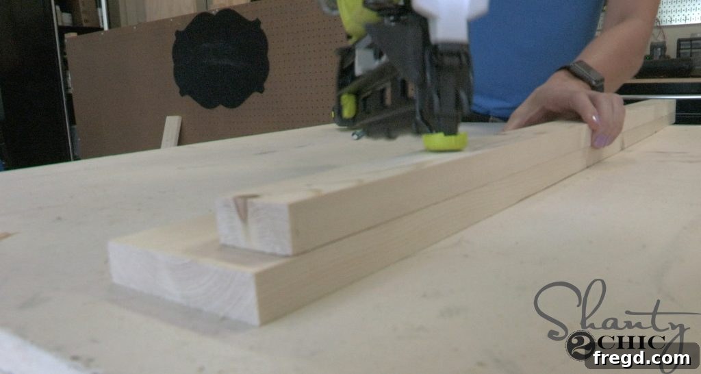 Attaching diagonal decorative trim pieces to the dog bed headboard