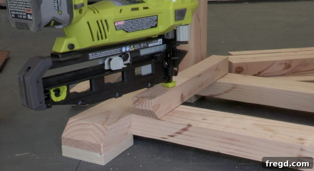 DIY Modern Farmhouse Entryway Organizer 14 Attaching the seat to the hall tree frame