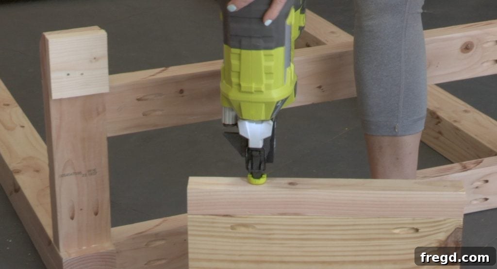 DIY Modern Farmhouse Entryway Organizer 10 Installing the base frame of the hall tree