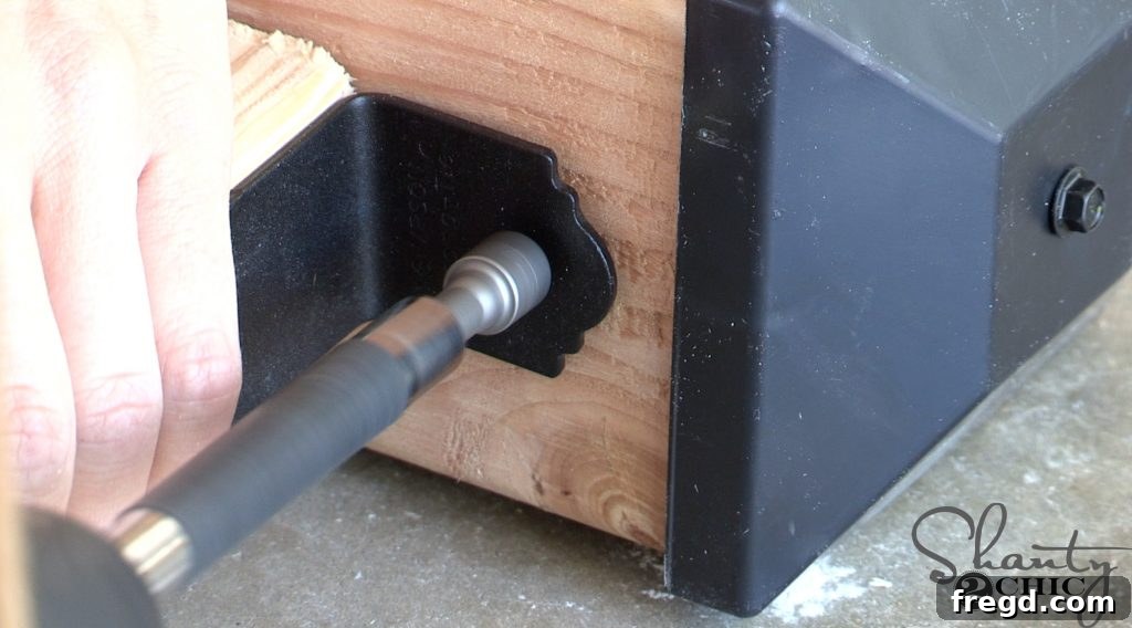 Attaching front frame with cleat to the main post assembly