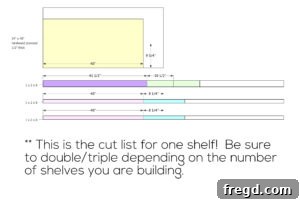 Cut List Diagram for DIY Floating Shelves