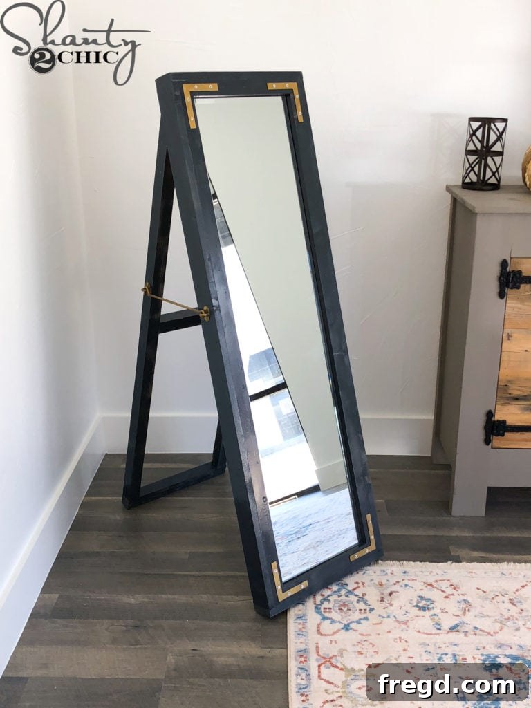 Hook and Eye Latch installed to secure the easel mirror in its open position