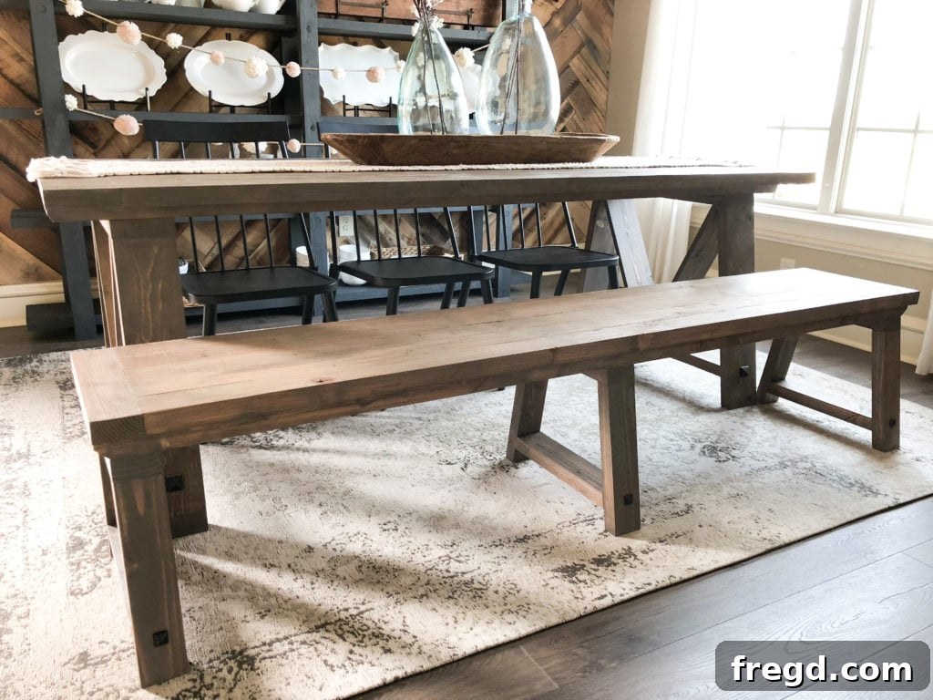 Stunning DIY Fancy V Dining Bench - A Perfect Match for Your Farmhouse Table
