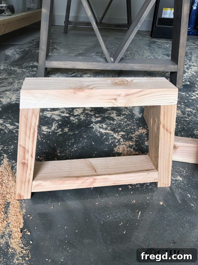 Fully assembled individual leg base ready for final connection