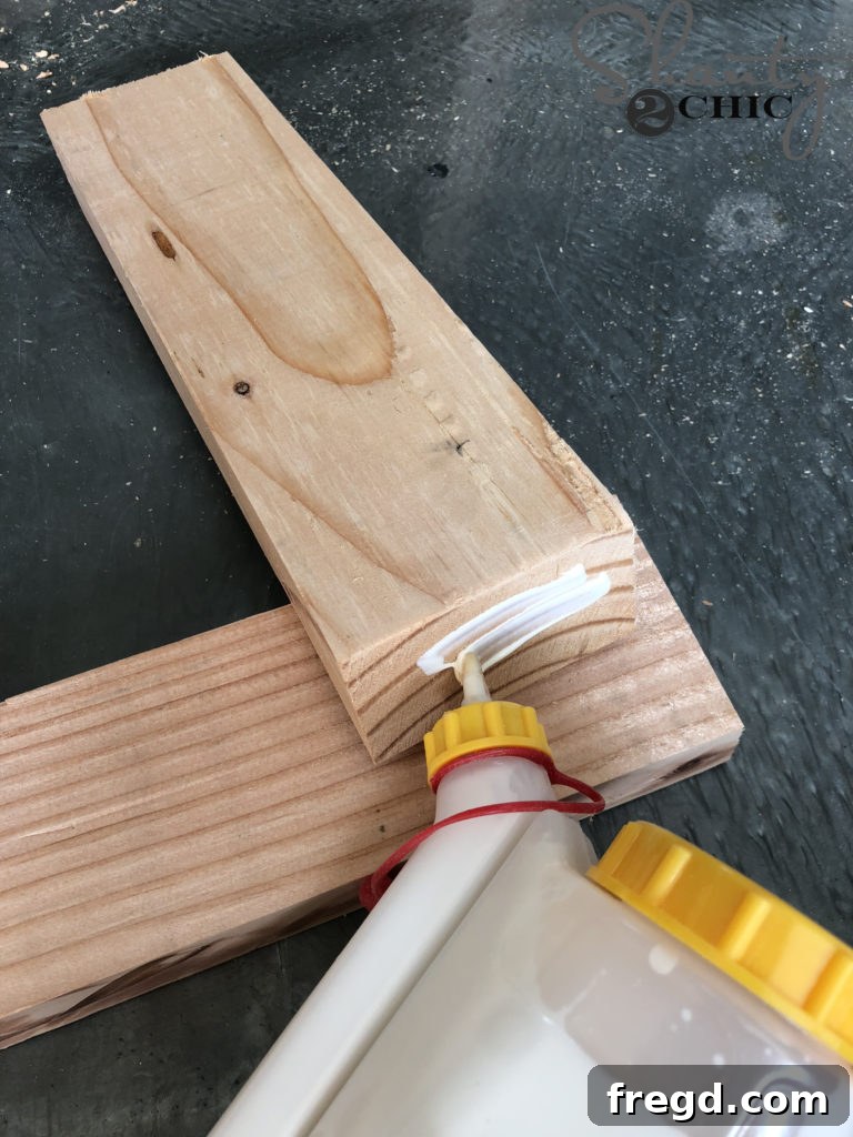 Cutting and preparing legs for the V-shaped bench base