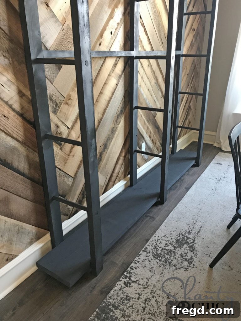 Craft Your Own Modern Farmhouse Dish Display 20 Bringing in the pre-finished shelves to install onto the plate rack frame