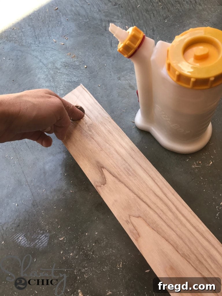 Craft Your Own Modern Farmhouse Dish Display 7 Cut lumber pieces for the ladder rungs
