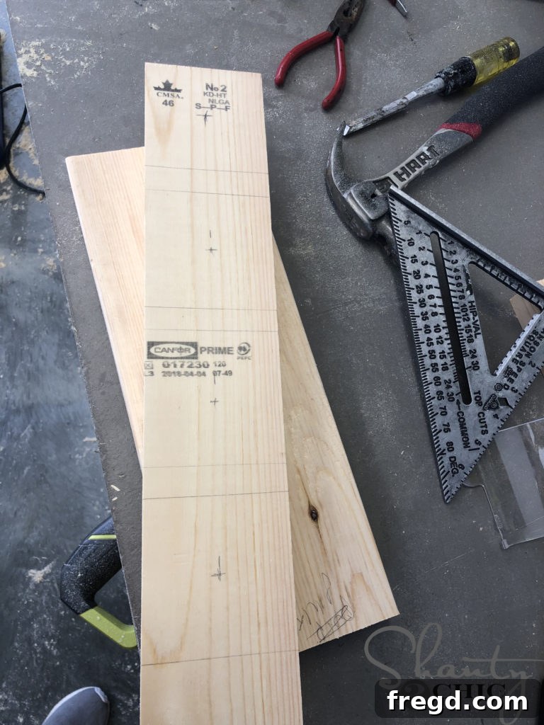 Ripping a 3.5-inch board from a 2x6 to create corbels for a DIY coffee table
