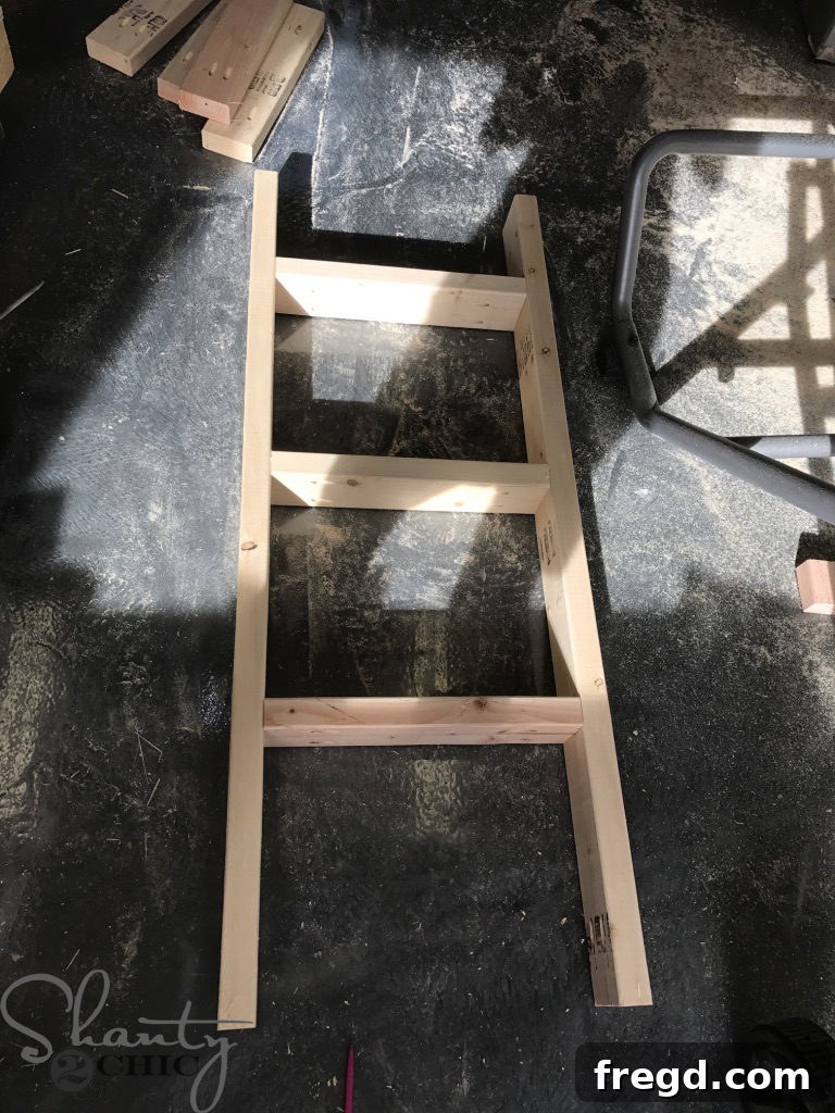 Cutting and Drilling Ladder Pieces for DIY Lumber Cart Frame