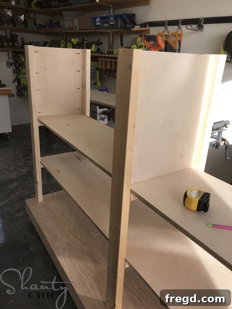 Precise Placement of Scrap Storage Panels on DIY Lumber Cart