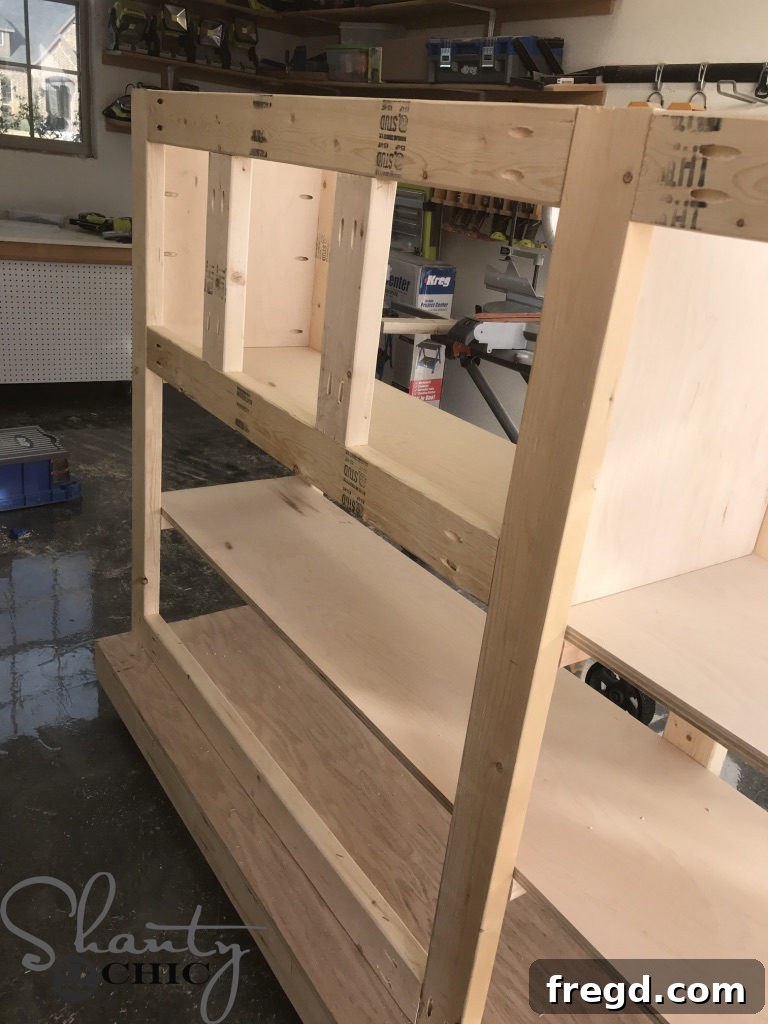 Attaching Vertical Support Pieces for Scrap Dividers in Lumber Cart