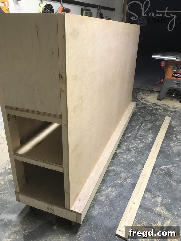 Drilling Pocket Holes for Plywood Sheet Holder Ledge on Lumber Cart