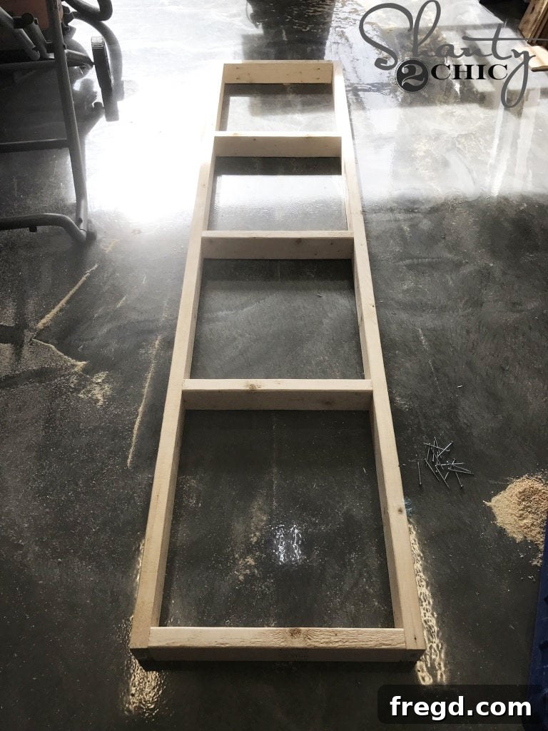 Completed Sturdy Base Frame Structure for DIY Lumber Cart