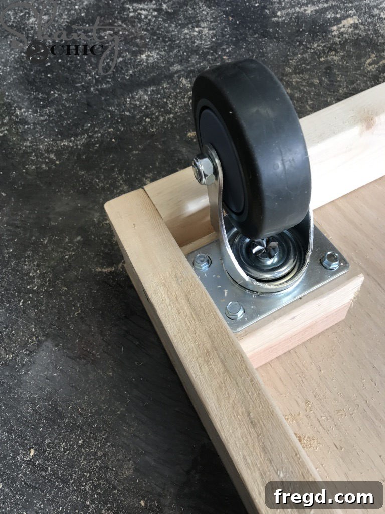 Attaching Heavy-Duty Locking Casters to DIY Lumber Cart