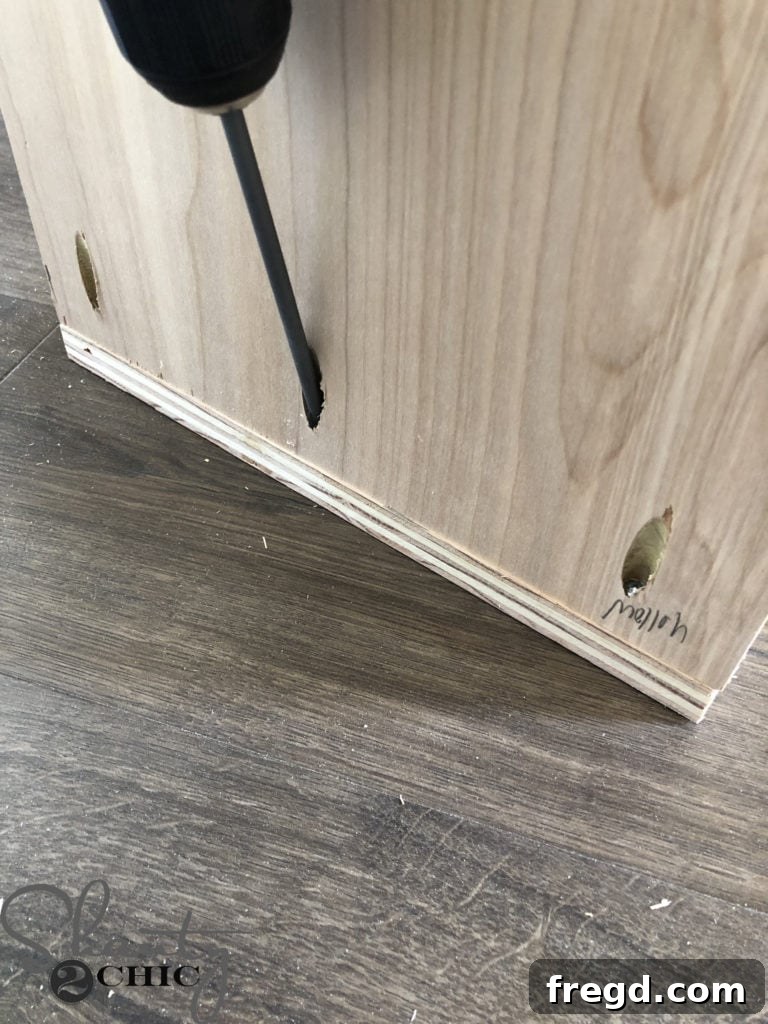 Assembling the Ottoman Frame with Pocket Hole Screws and Wood Glue