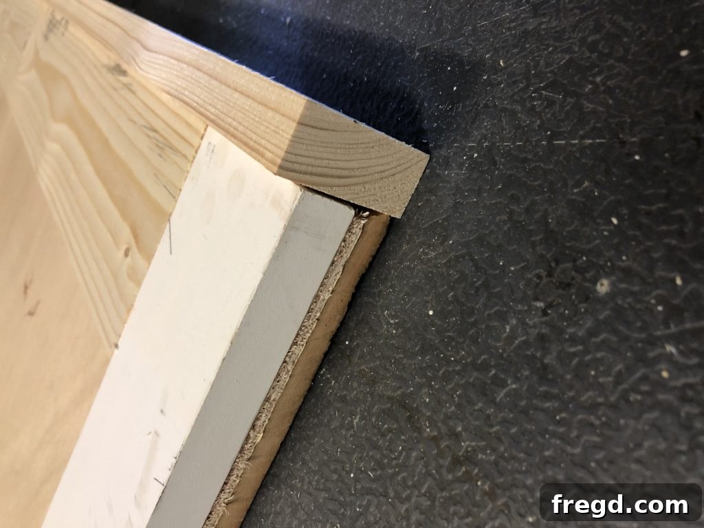 Attaching top and bottom trim boards to the closet door