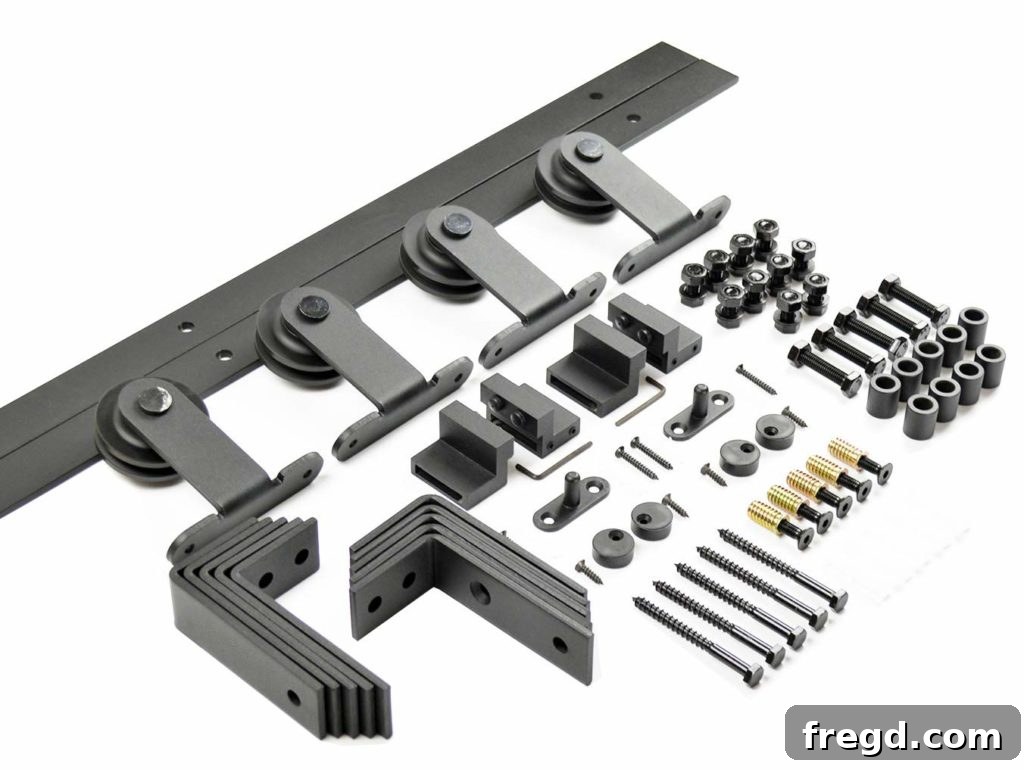 Double bypass barn door hardware for modern farmhouse closet