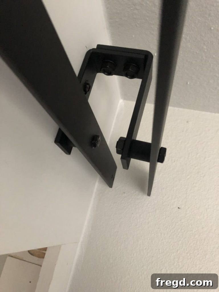 Close-up of the fully assembled double bypass hardware track
