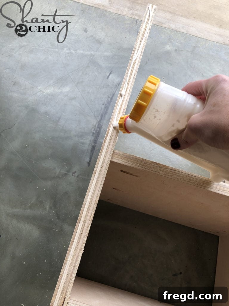 Attaching the completed face frame to the cabinet