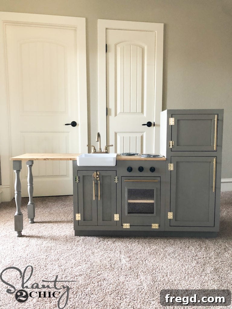 DIY Play Kitchen perfectly sized for big kids and growing toddlers