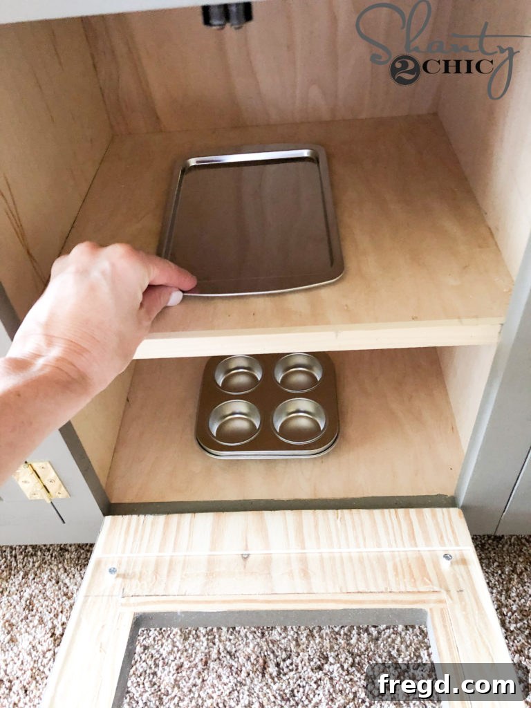 Cute oven door with a plexiglass window for a realistic touch