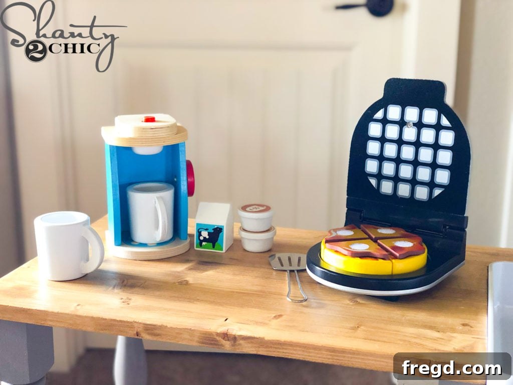 Adorable play food waffle maker with velcro butter and syrup