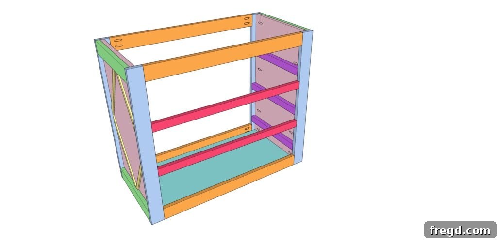 Connecting the front and back face frames to the dresser body