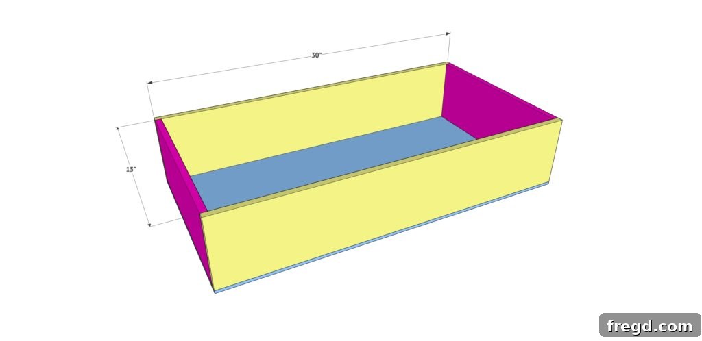 Step-by-step assembly of the dresser drawers