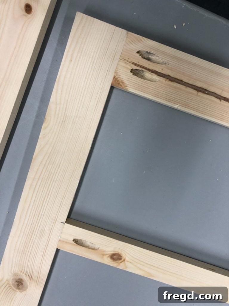Front face frame with pocket holes ready for assembly