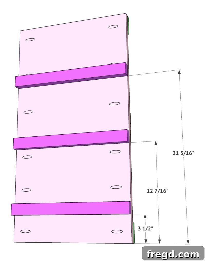 Close-up of drawer slide supports installed on the dresser side