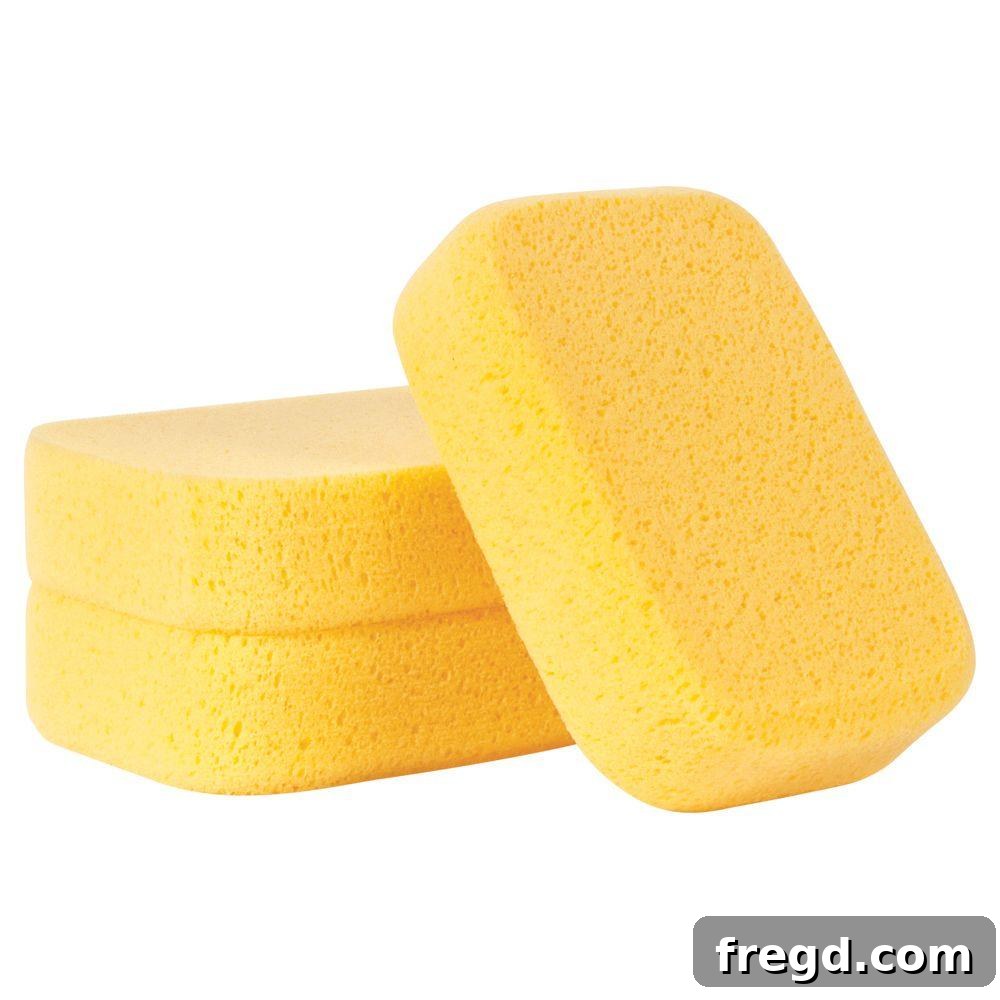 Sponges for smoothing and wiping mortar during application