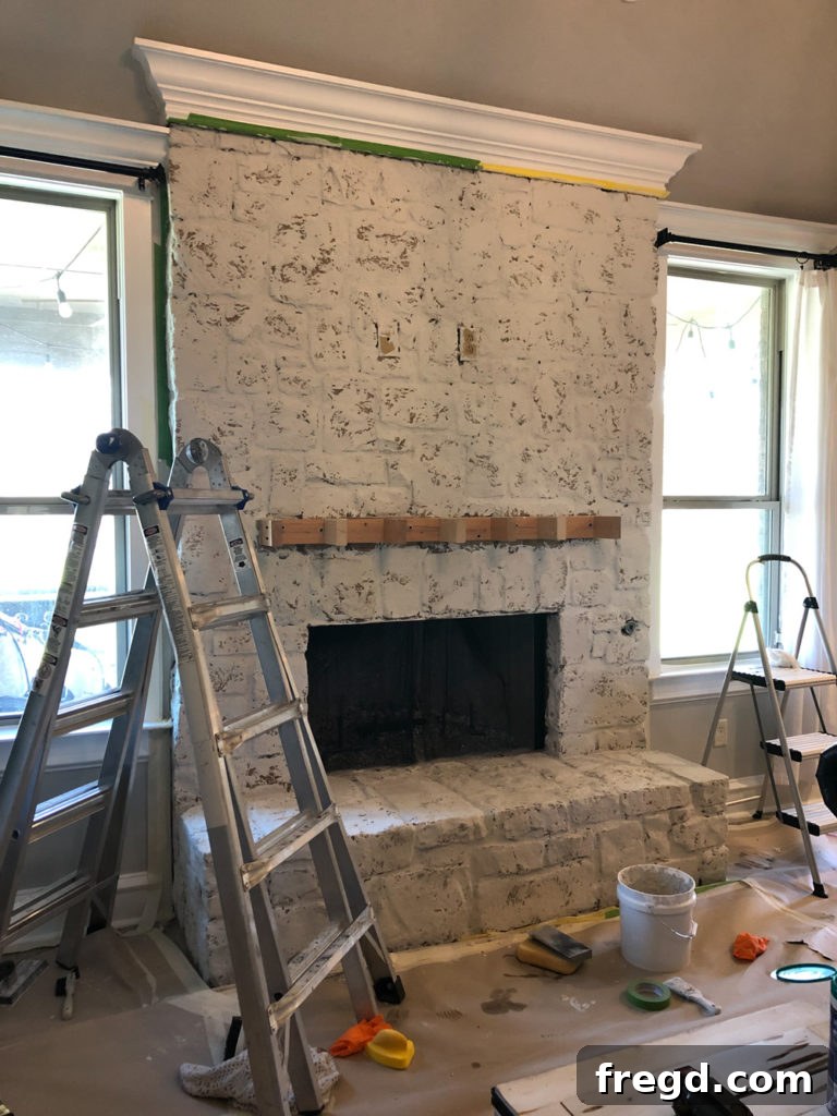 Finished and drying German Schmear fireplace