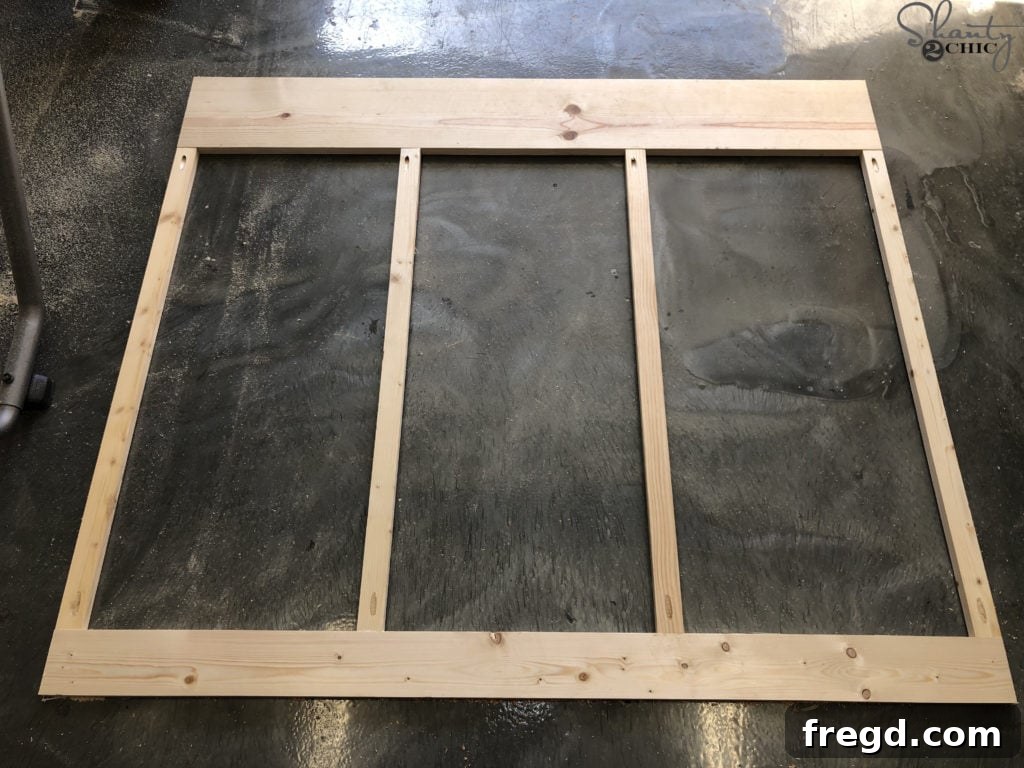 Completed DIY Barn Door Frame ready for paneling
