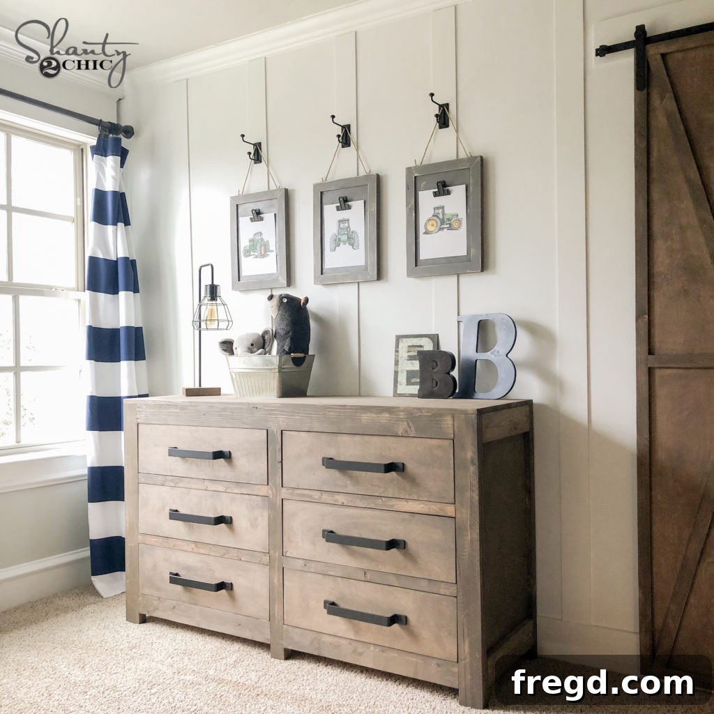 Close-up of DIY Planked Wood Frames with distressed finish