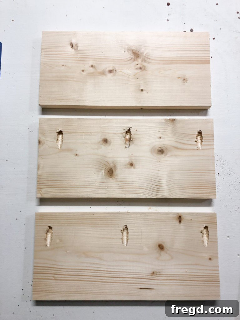Drilling pocket holes into wood planks
