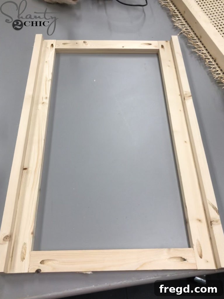 Finished cane frame structure before adding webbing.