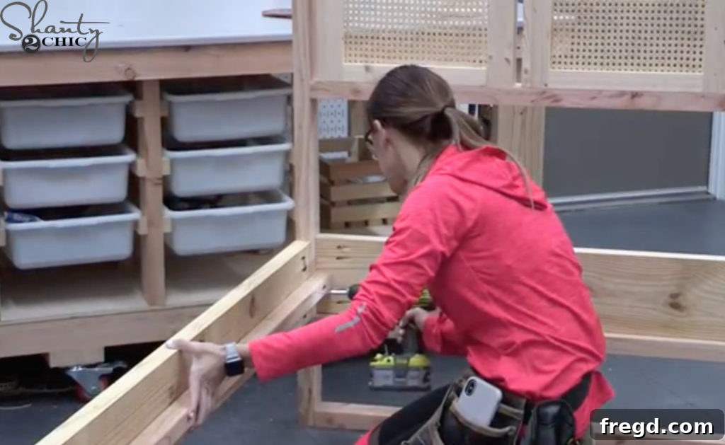 Marking cleat positions and attaching them to the side rails.
