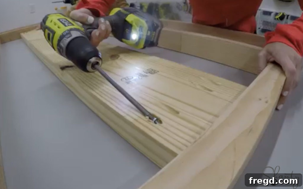 Close-up of headboard rail installation, showing flush alignment.