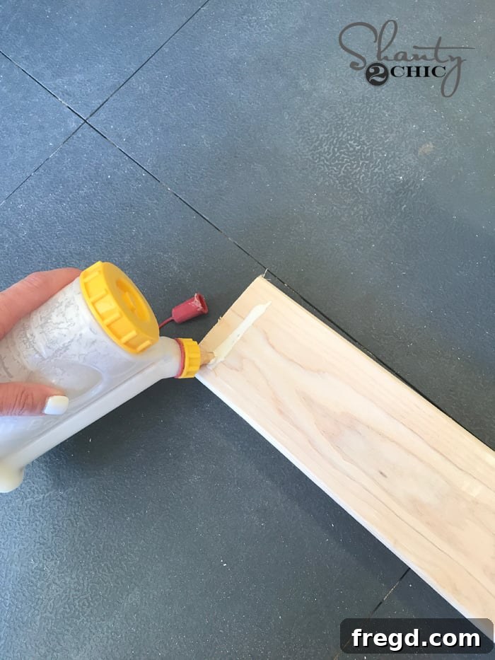 Wood glue dispenser for easy and precise application.