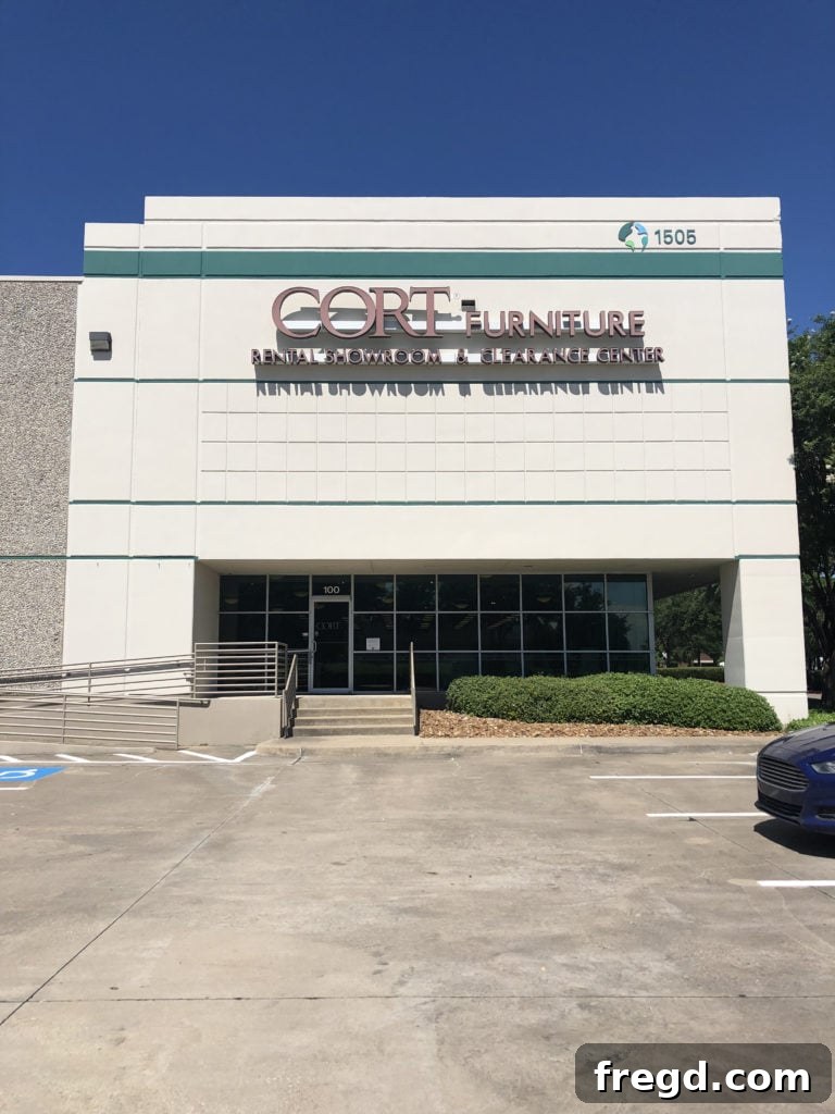 Inside a CORT Furniture Outlet displaying various styles