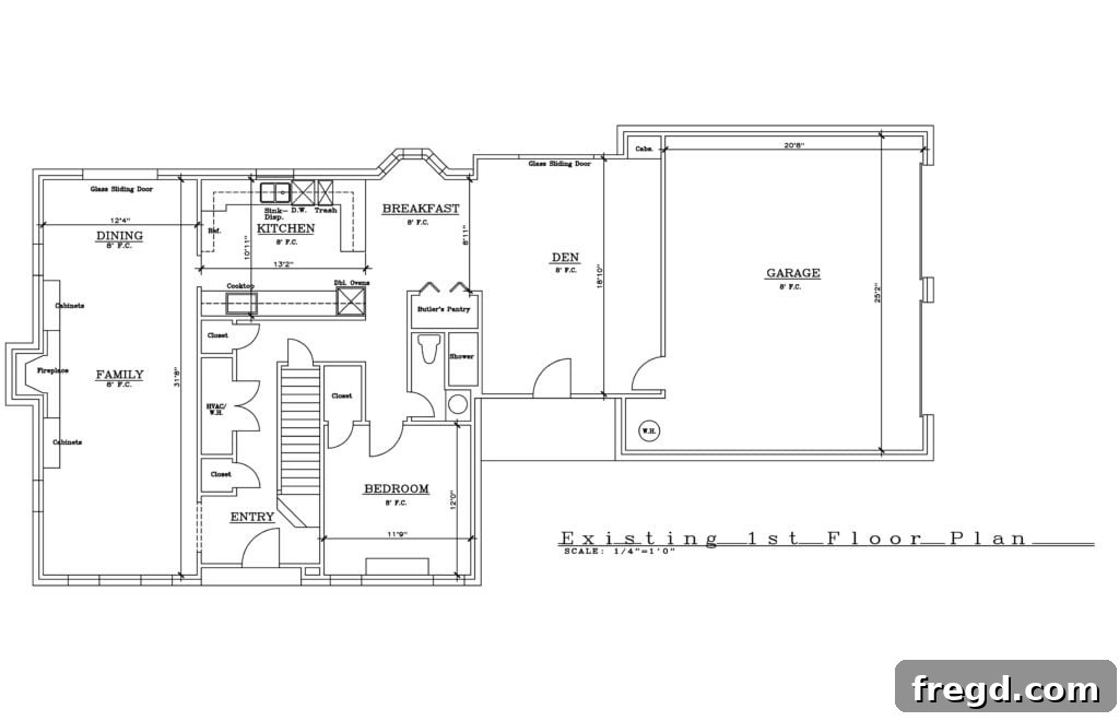 Original first floor plan of the flip house layout