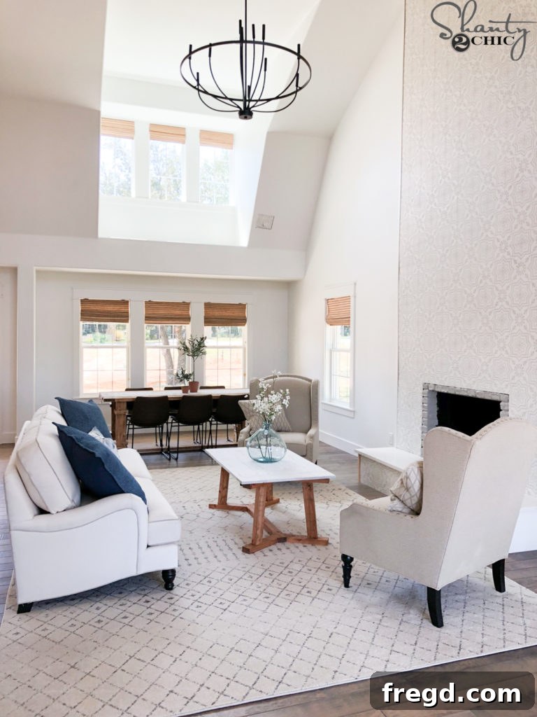 Interior view of the staged flip house with CORT decor, showcasing the overall design
