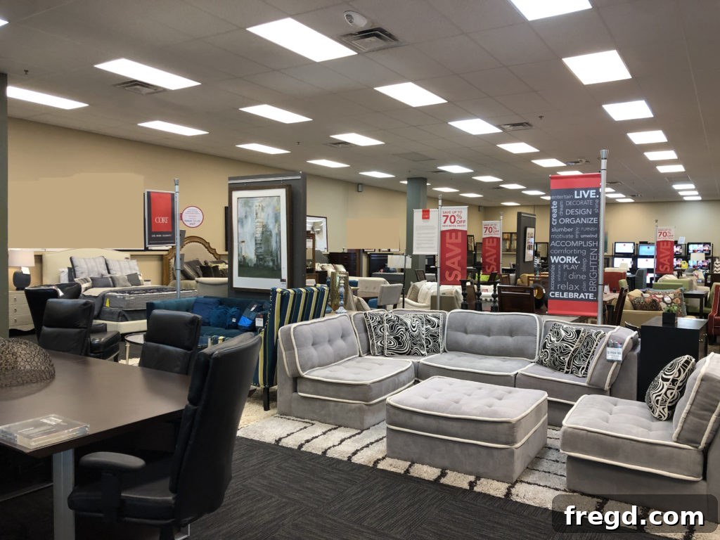 Various furniture pieces at CORT Outlet for home staging
