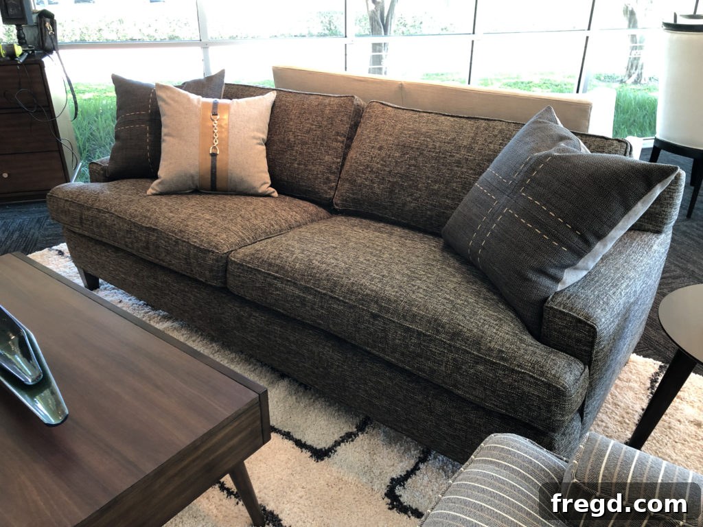 CORT sofa adorned with decorative throw pillows
