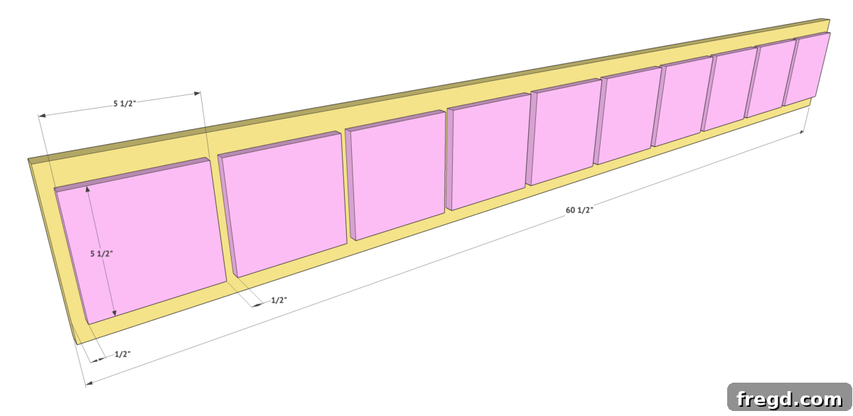 Build Your Own Faux Drawer Console Table 12 An overview of the apron with all faux drawer faces neatly attached, showcasing the design.