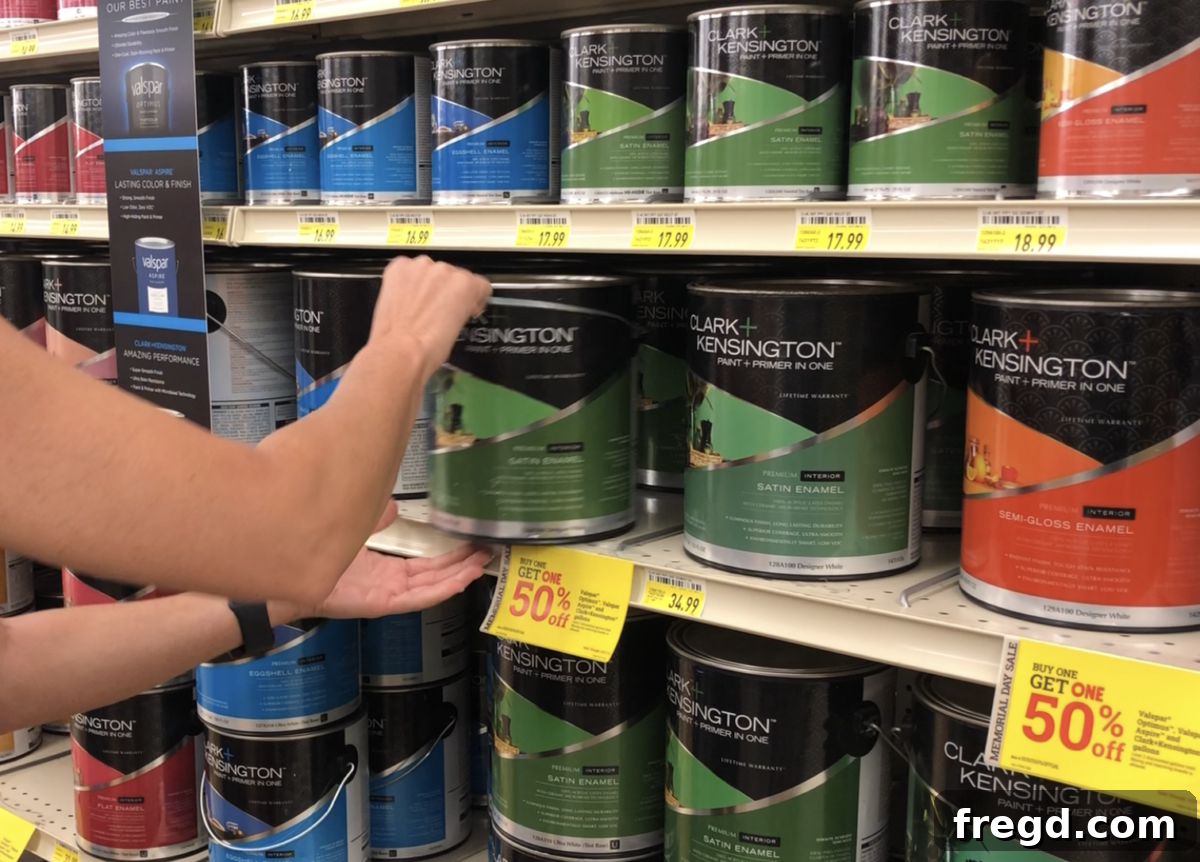Close-up of a recommended paint product by Clark and Kensington