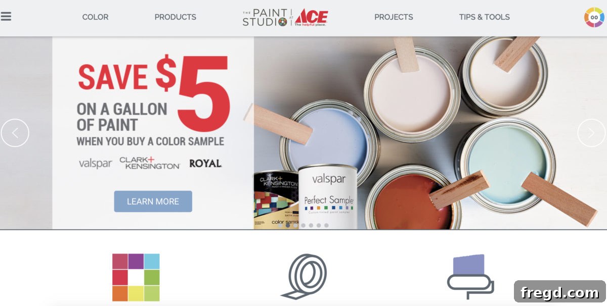 Wide selection of paint color swatches and samples