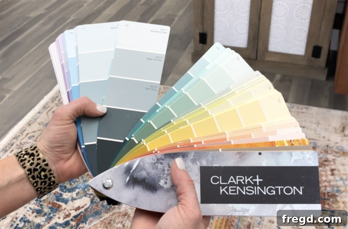 Paint color deck showing numerous options