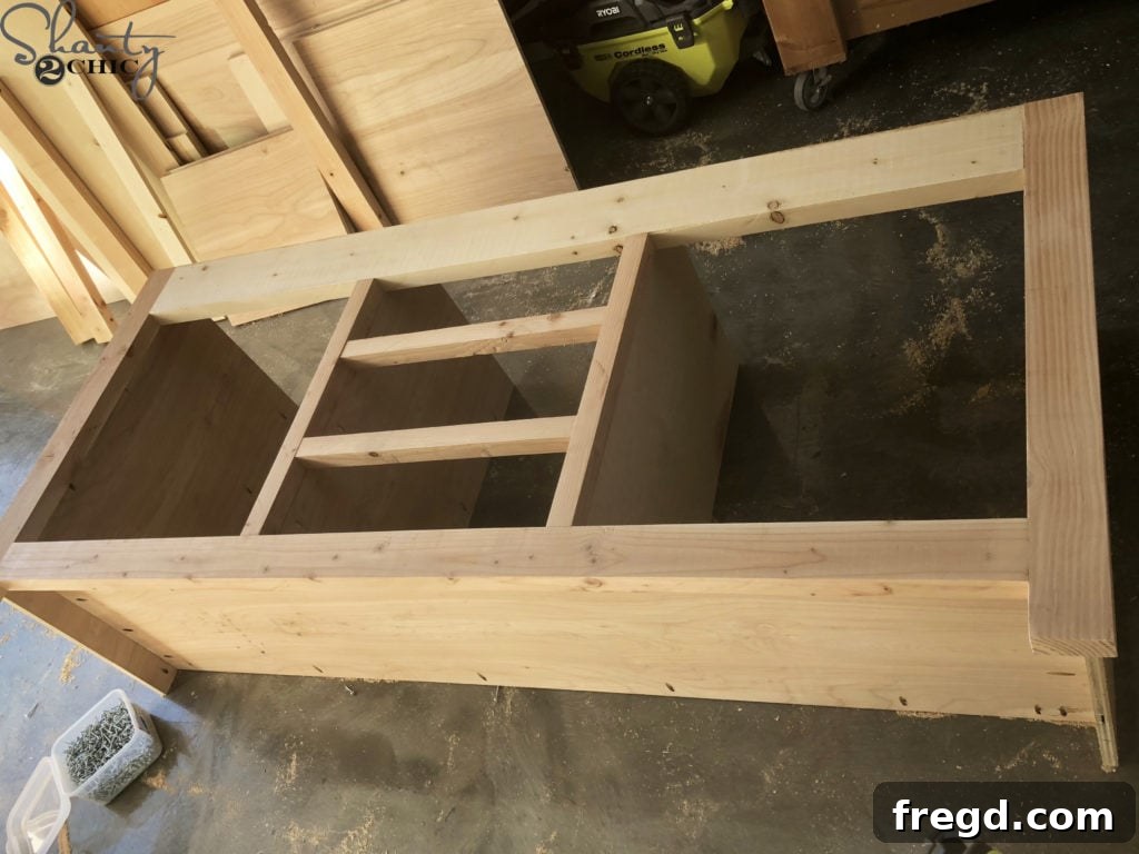 DIY Rustic Double Sink Bathroom Vanity with Barn Door Storage 11 DIY Bathroom Vanity with Face Frame Attached